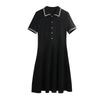 Women's Polo Neck Short Sleeve A-Line Dress