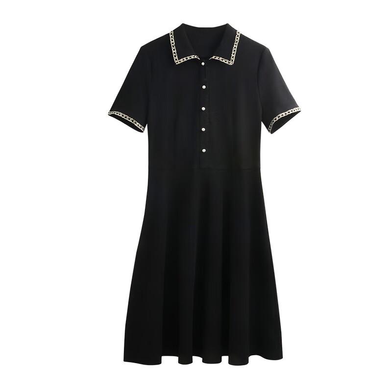 Women's Polo Neck Short Sleeve A-Line Dress