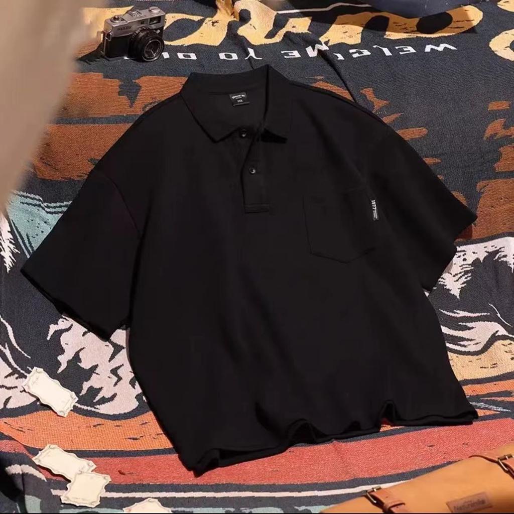 Plus Size Fashion Premium Feeling Wicking Soft Quality Breathable Men's Loose Polo Shirt Wrinkle Resistant Casual Sports Short Sleeve Neck Shirt