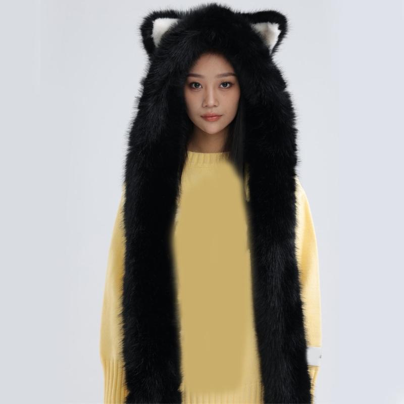 Thicken Warm Scarf Hat Lovely Foxs Ears Women Hat Outdoor Earflap Children Hat for Winter Warmth and Fashionable Look