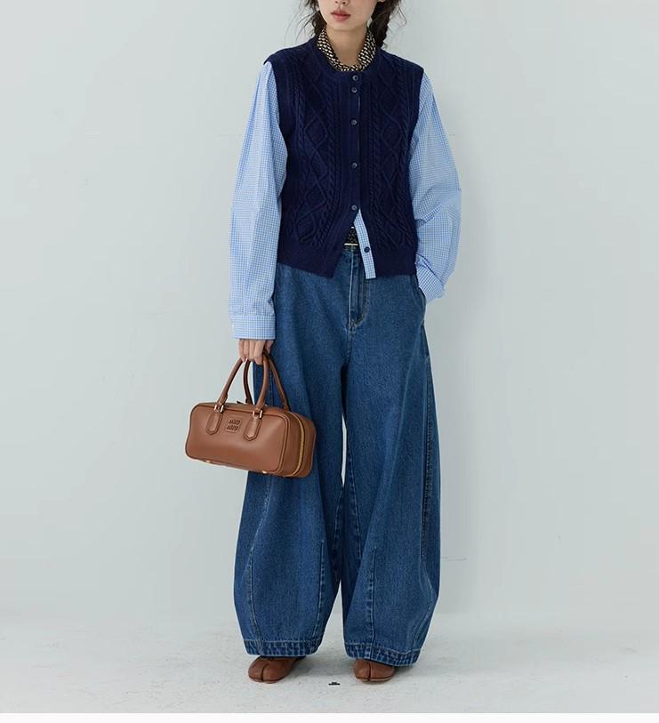 

Женские джинсы широкого кроя с эластичной талией Ink Wash Studio - Чикаго Лендинг M джинсовый синий