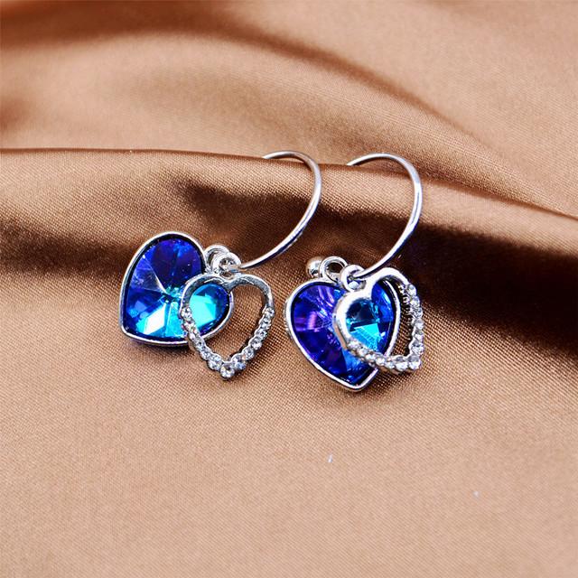 

Серьги с сапфиром, женская мода, ювелирные изделия из циркония, серьги в форме сердца, серьги с жемчужной инкрустацией, свадебные серьги для девочек