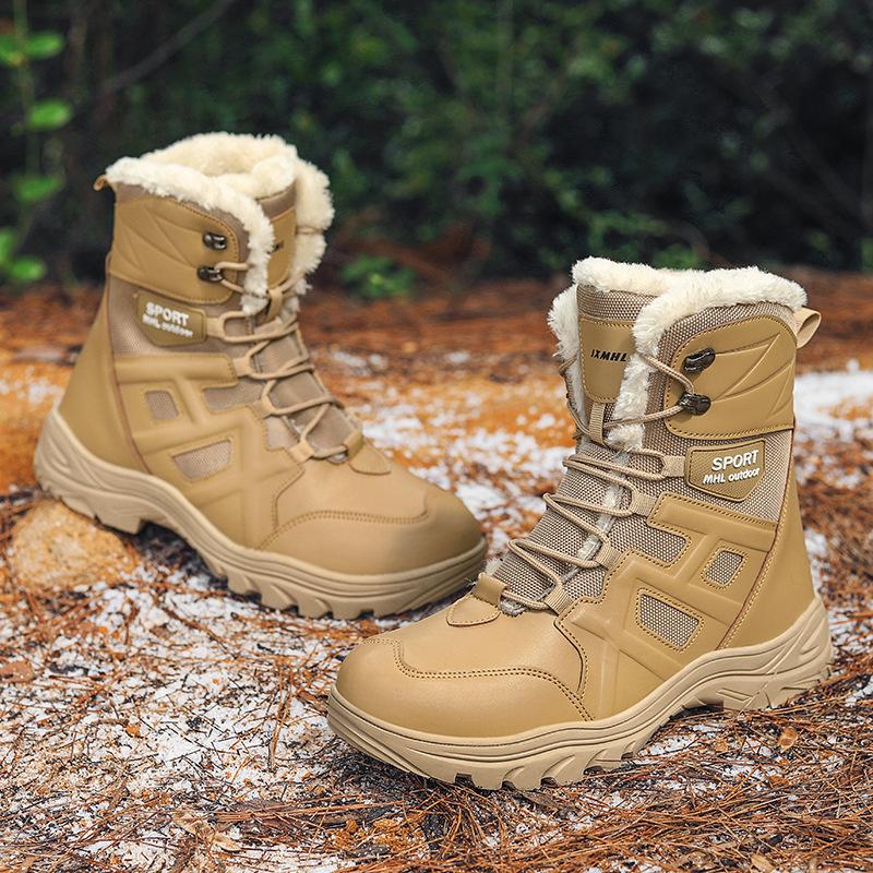 Winter New 2025 Large Size Boots Warm Thickened Hiking Shoes Northern Hairy Men's High-top Snow Boots