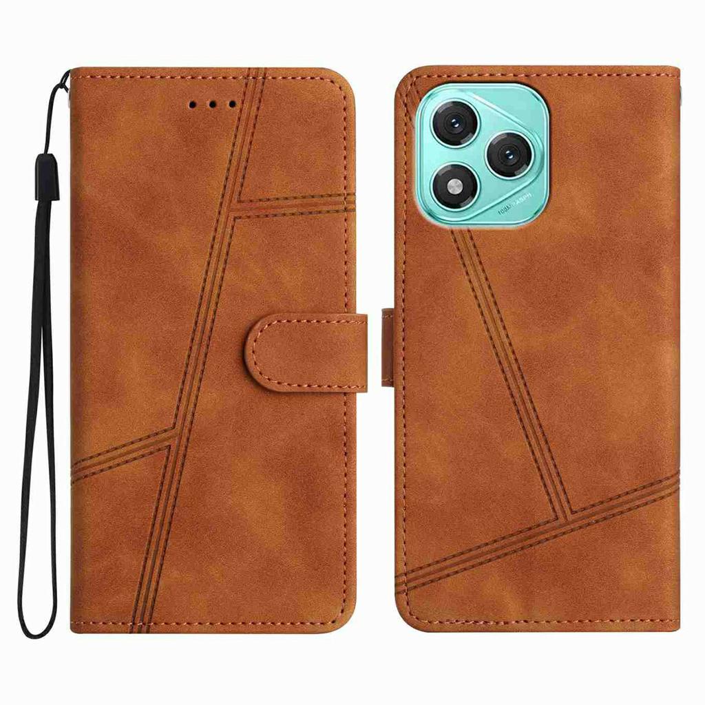 Phone Case for Honor 400 Lite 5G Flip Leather Retro Cover Lines Imprinted