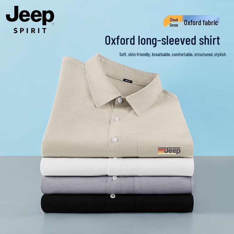 JEEP SPIRIT Men s Business Casual Oxford Long Sleeve Shirt XL