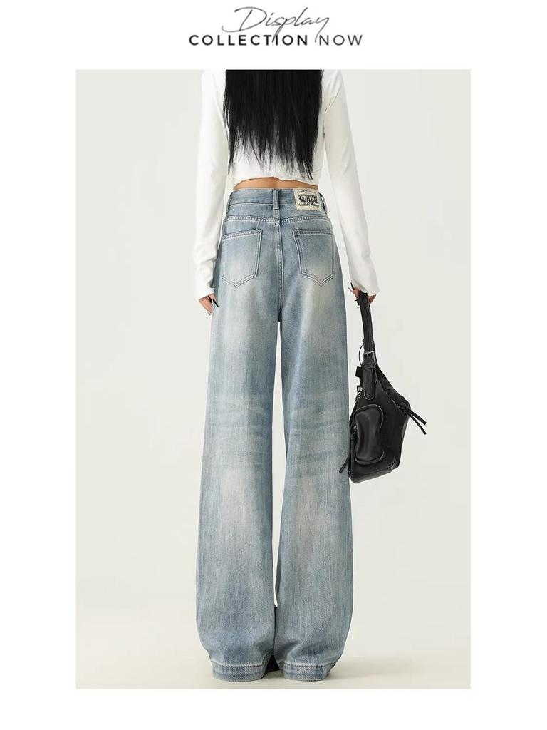 Visually Taller High-Waist Tummy-Control Wide-Leg Jeans for Petite Women - Slimming, Retro, Loose Fit