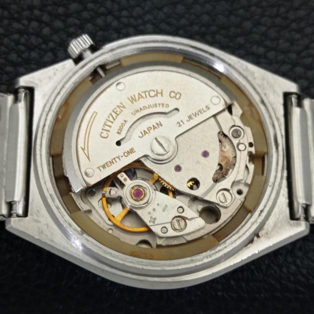 CITIZEN AUTOMATIC 8200 JAPAN MENS VINTAGE ARABIC BLUE COLOR DIAL WATCH a702780-1 R210-a702780