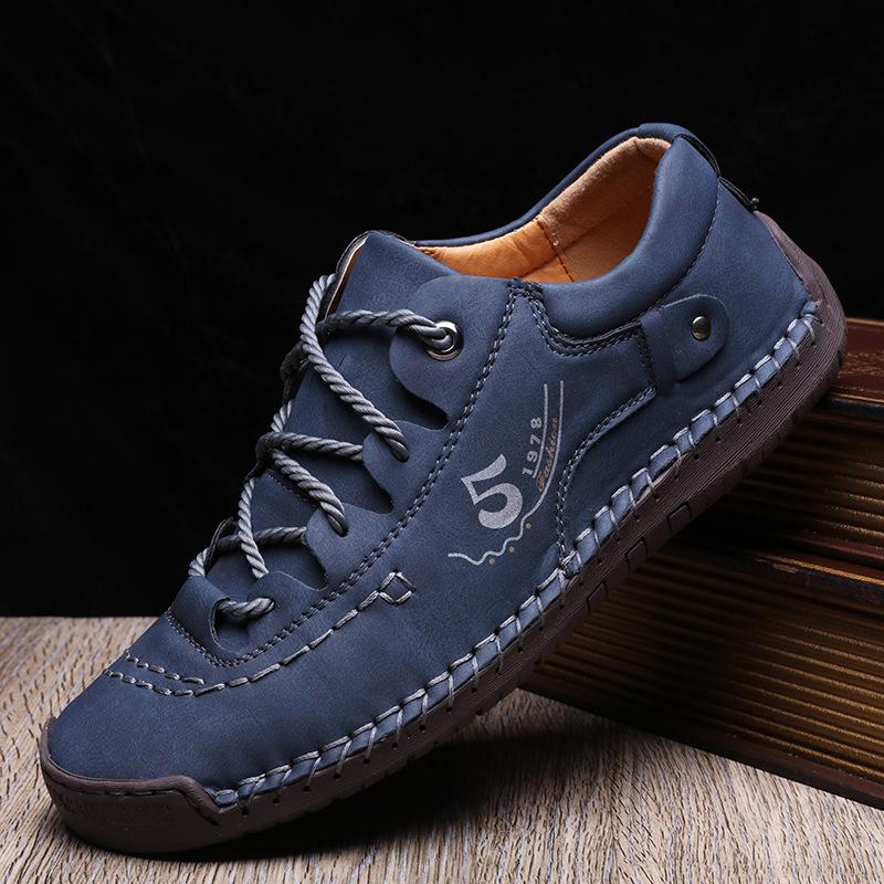 Herr Läder Casual Skor Handgjorda Läder Loafers Bruna Sneakers för Män Skor Mjuk Sula Promenadskor Halkfria Herr Sneakers