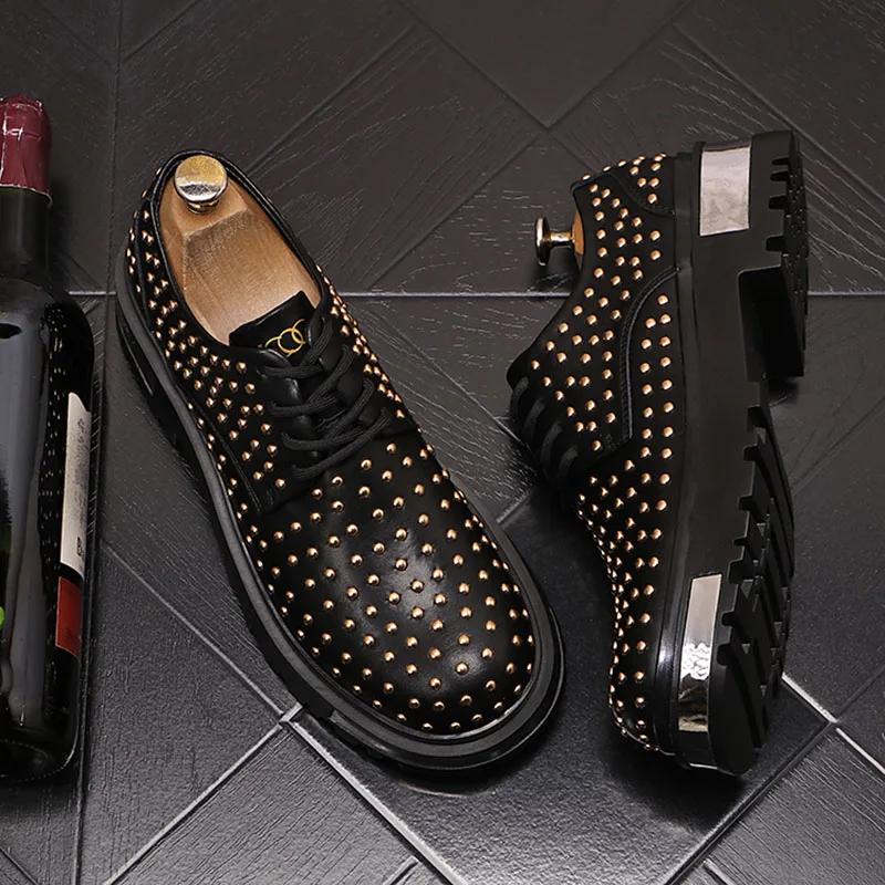 

Роскошный бренд дизайнерские белые черные заклепки панк-рок платформа кожа мужская обувь повседневная обувь для мужчин мужские кроссовки 43