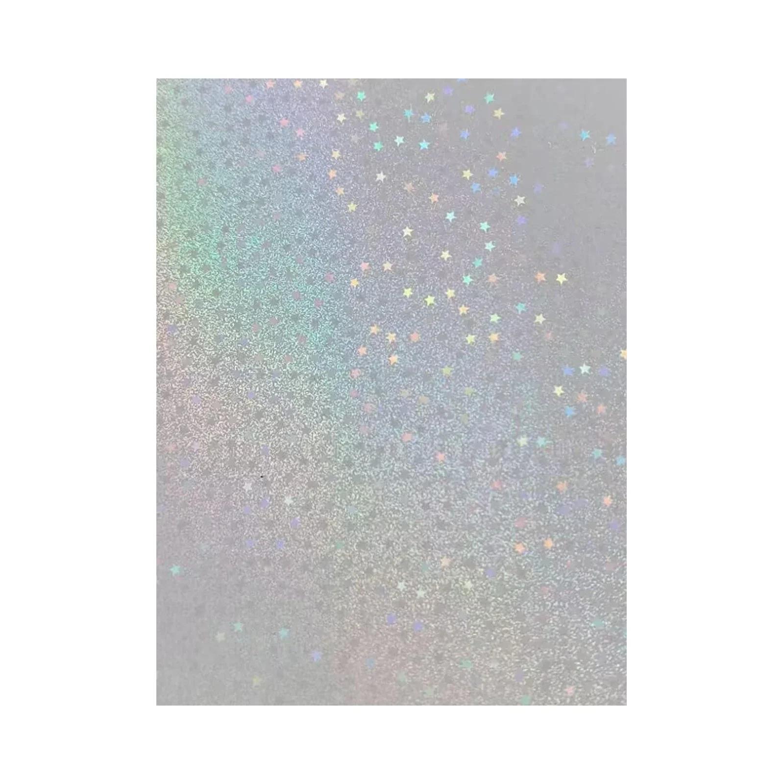 

50 Sheets Sand Stars Holographic Sticker Paper Glitter Clear Holographic Overlay Cold Laminating Film Self Adhesive Art Supplies