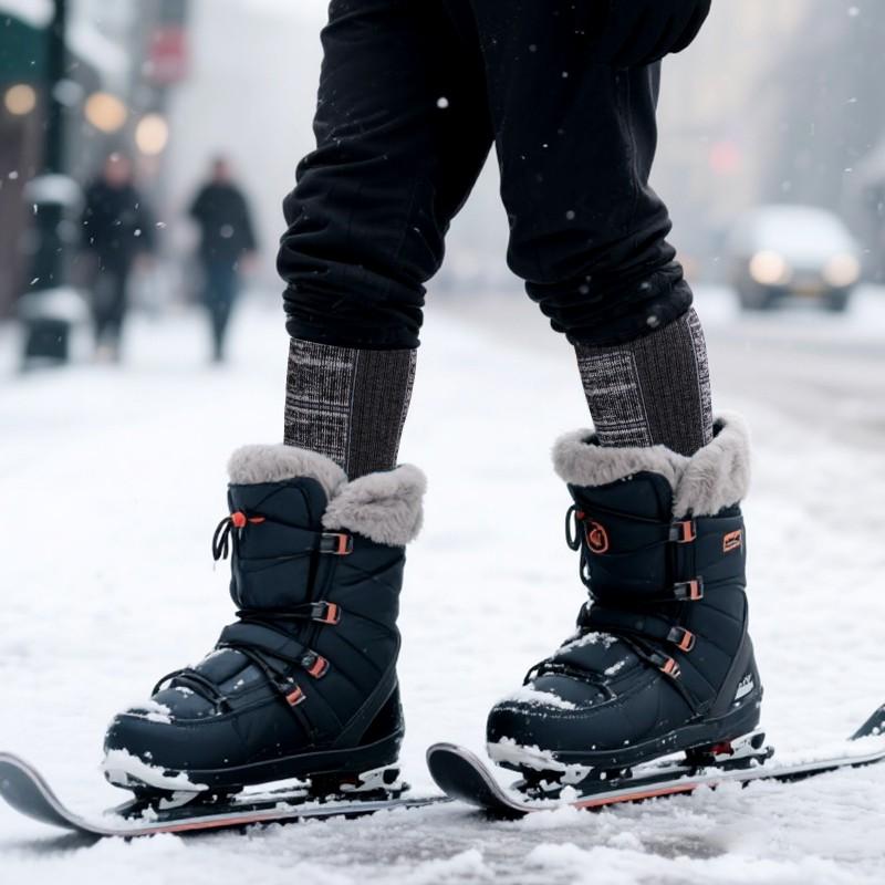 Merino Wool Ski Socks High Calf Thick Warm Winter Sports Men Women Anti-Slip Antibacterial