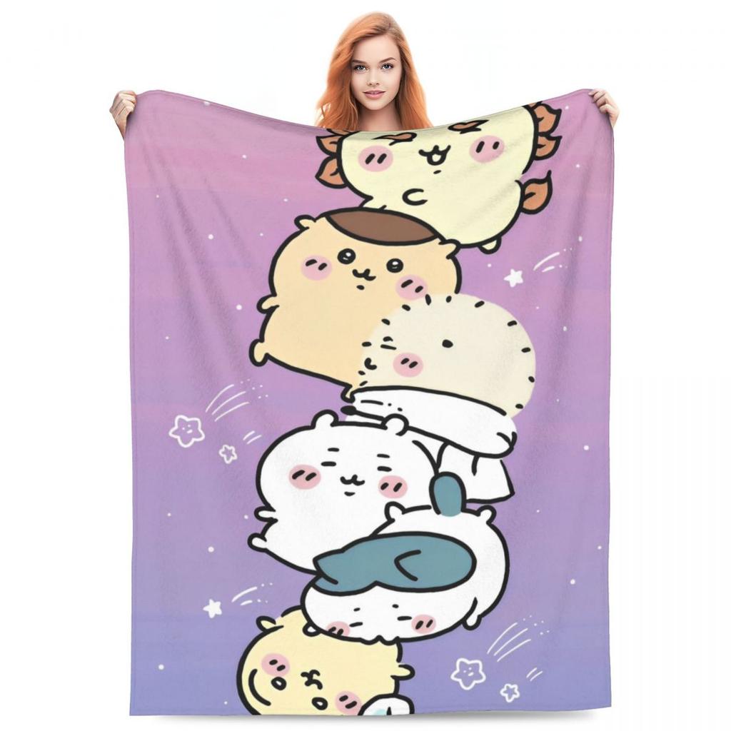 Cute Chiikawa Blanket Soft Warm Comfortable Plush Throw Blanket For Outdoor Picnic Flannel Bedspread Bed Cover