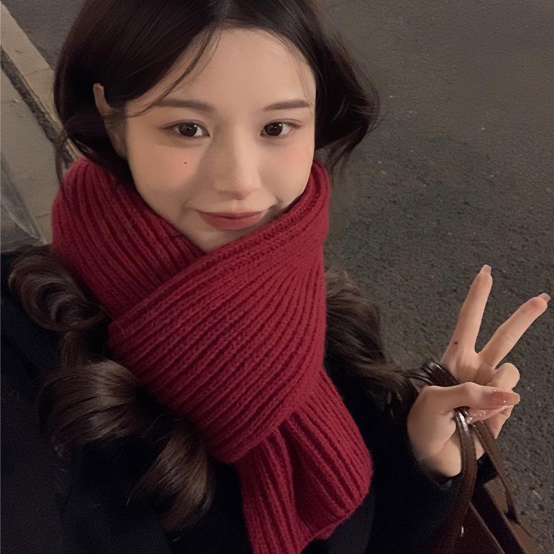 Red Atmosphere Scarf Women Winter New Year Gifts Korean Version of Classic Plaid Student Couple Warm Scarf Tide