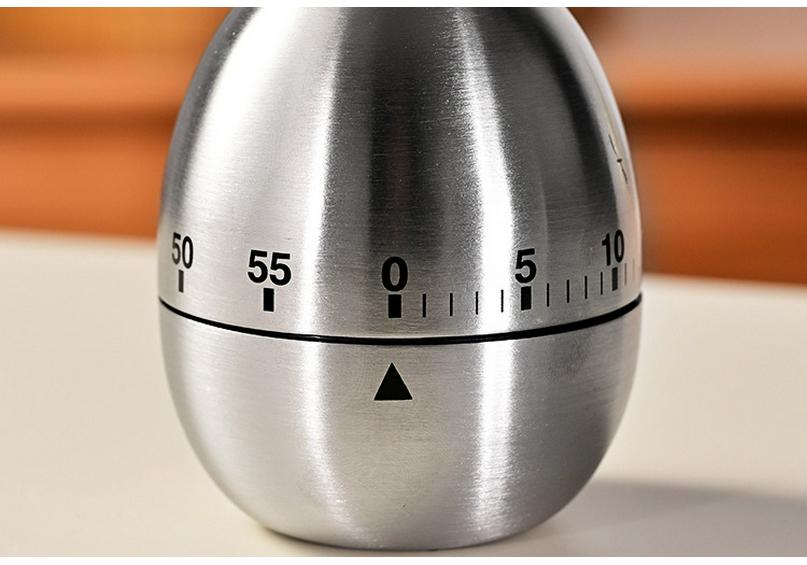Egg-Shaped Stainless Steel Kitchen Timer for Cooking and Baking