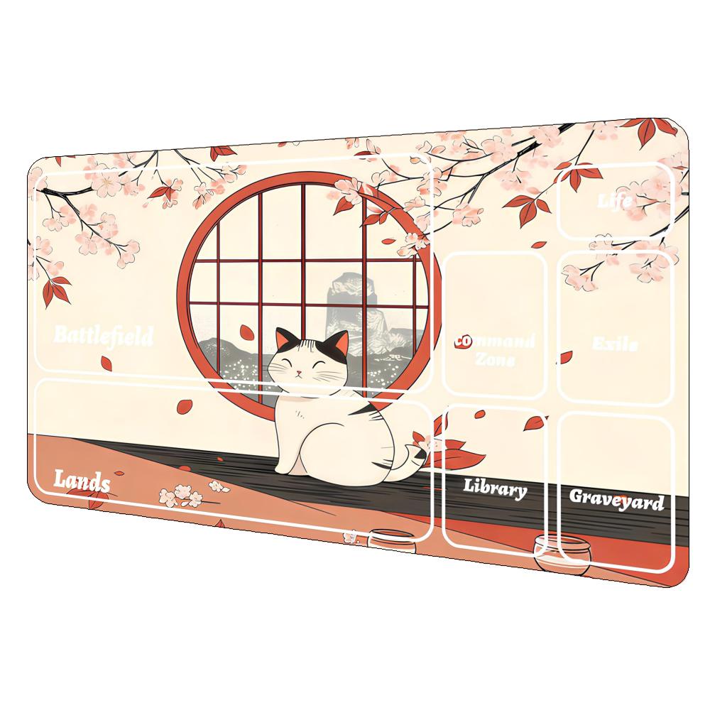 Japanese Style Kitten Magic Party Game Mat Durable Rubber for MTG&TCG Games 35X60cm Mouse Pad Offices Desk Mats Friendly Design