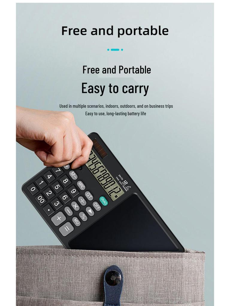 Dual Power Solar Business Calculator with Handwriting Board - Large Screen & Voice Feature