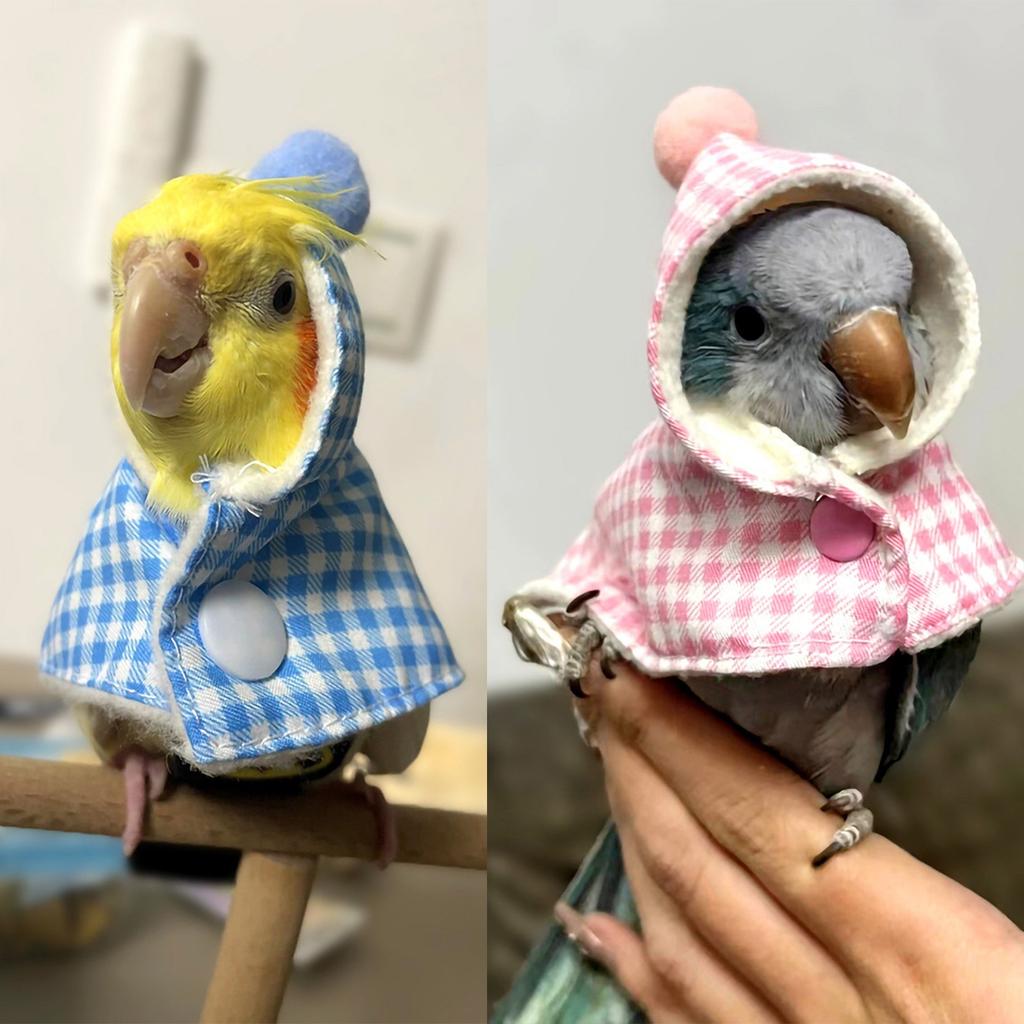 Warm Plaid Bird Cape for Parrots and Budgies Warm Cloak Winter Outfit for Small Pet Birds Easy to Wear and Clean