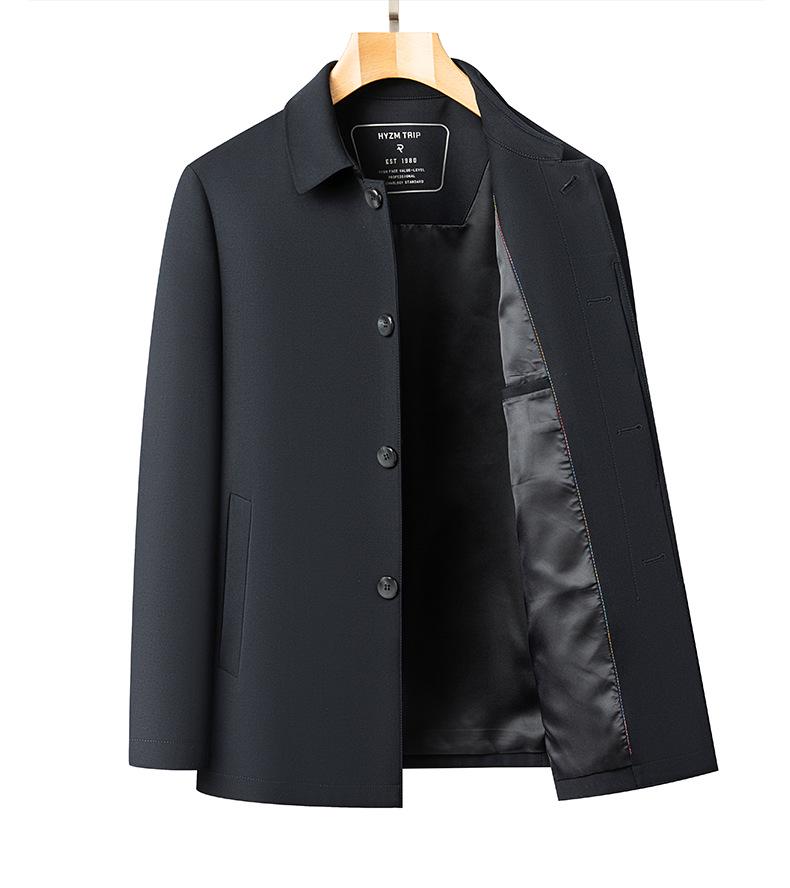 Men's Wool & Mulberry Silk Jacket - Business Casual Lapel Coat for Civil Servants & Dad Style