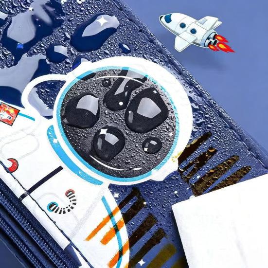 Astronaut Pencil Case for Kids Large Capacity Space Theme Pencil Pouch with Rocket Print Waterproof Thick Canvas Stationery Bag for Boys Girls