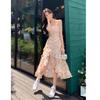 Suspender floral chiffon dress women's summer new sexy V-neck temperament slim and thin foreign A-shaped skirt