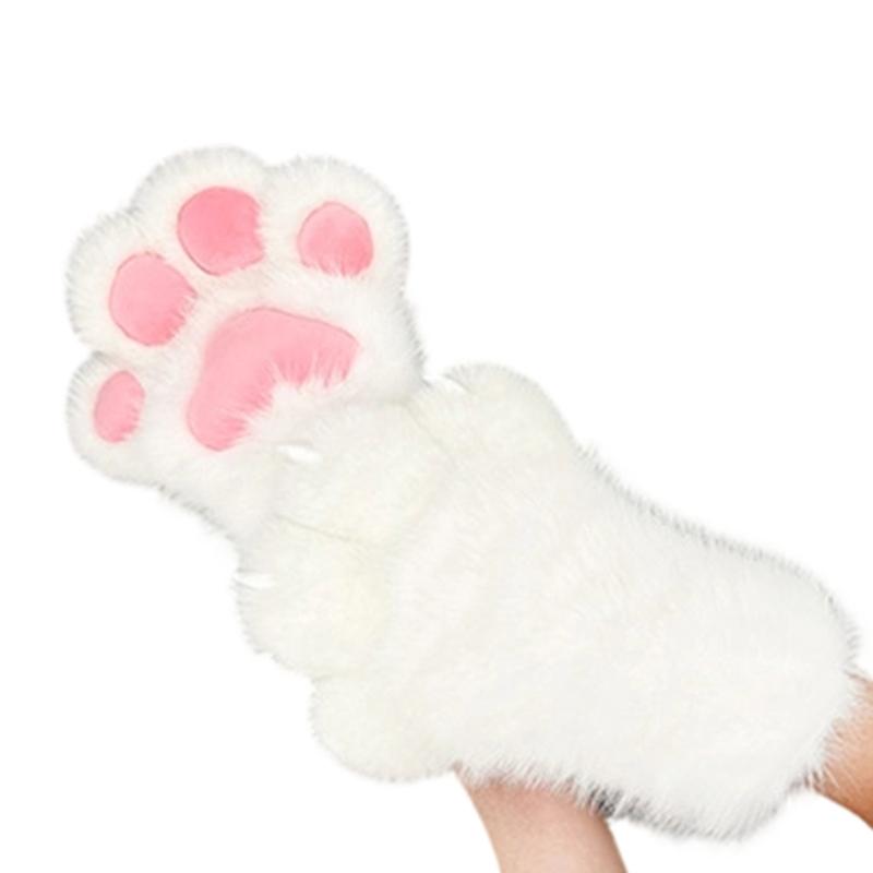 Furry Cats Paws Gloves Cosplay Costume Gloves for Women Girl Warmth Comfort Soft Plush Fursuit Gloves Anime Armwear