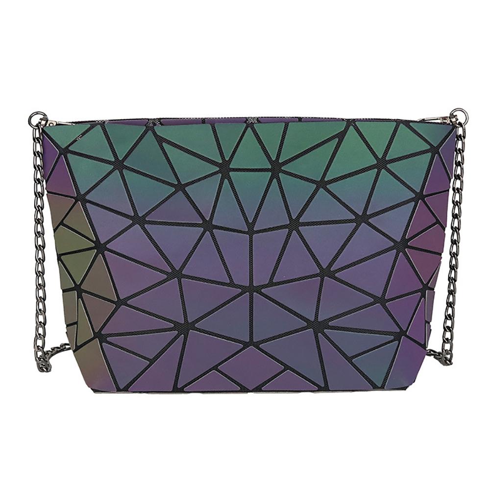 3pcs/set PU Geometric Luminous Shoulder Bag Crossbody Bag for Women Holographic Reflective Bag Set