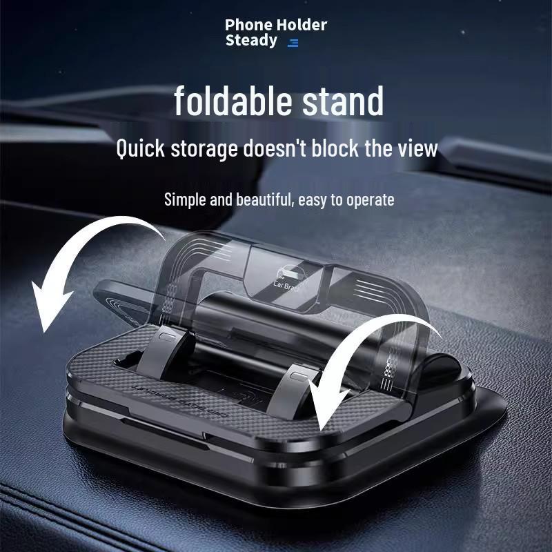Dual Car Holder: Foldable Dashboard Mount & Rotating Phone/Number Plate Holder for Navigation