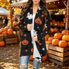 Damen Trendy Halloween-Print Langarm-Strickjacke Pullover für Lässige Herbstmode