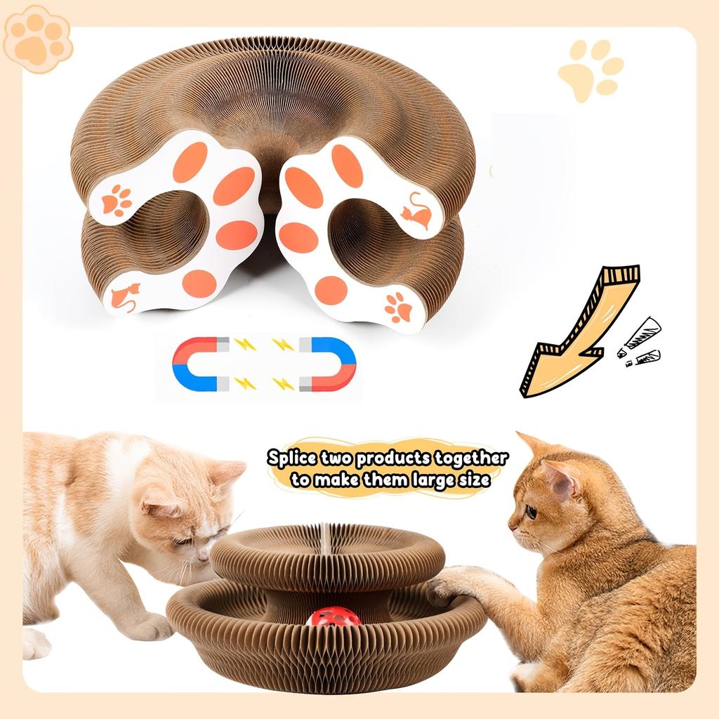 Magical Accordion Cat Scratching Board, Durable Indoor Interactive Pet Toy - Round Ball Track Magical Accordion Cat Scratching Board - Cat Toy