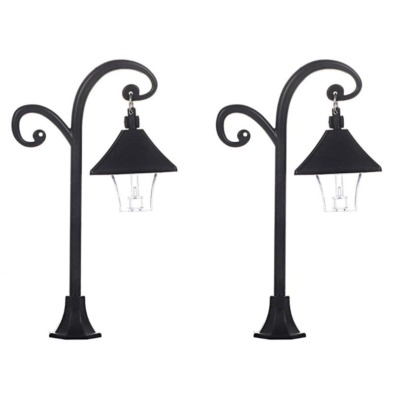 

2PCS Miniature Black Street Light Model for Dollhouses Decoration and Landscape Designs Street Lamp for Garden Scene чёрный