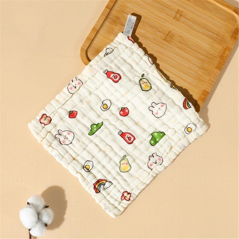 Gentle & Breathable Cotton Towel Handkerchief Wipes Baby Washcloth 6 Layers Baby Bibs Versatile Square Wipes for Bathing