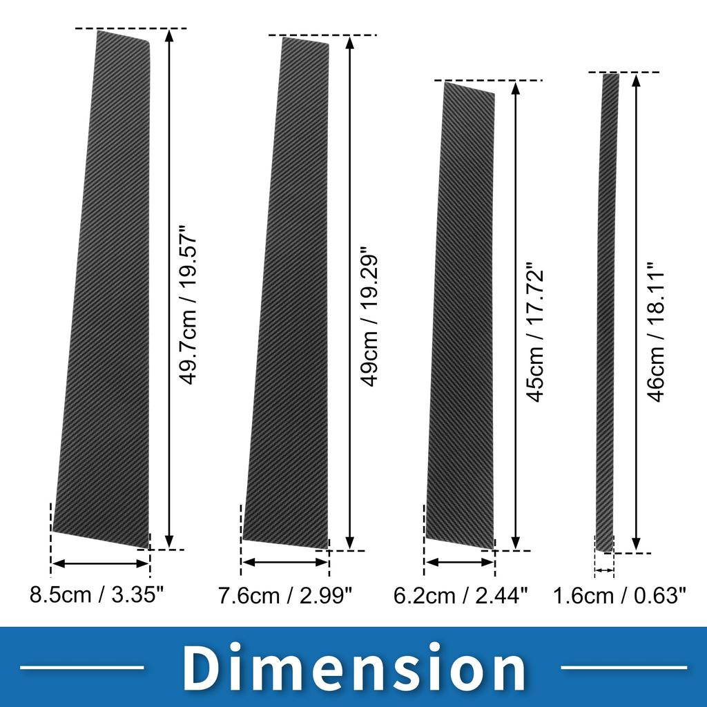 ABSOPRO Door Pillar Window Trim Stickers Pillar Post Door Outer Exterior Cover Carbon Fiber Pattern Black for VW Touran Anti-Scratch 2004-2015
