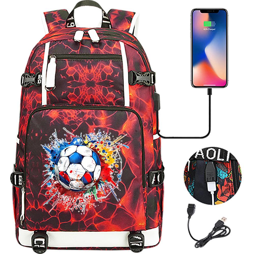 USB Headphone Backpack for Teens Students Boys Girls Leisure Travel Dual Shoulder Bags Soccer Hot Selling Waterproof Large Capacity