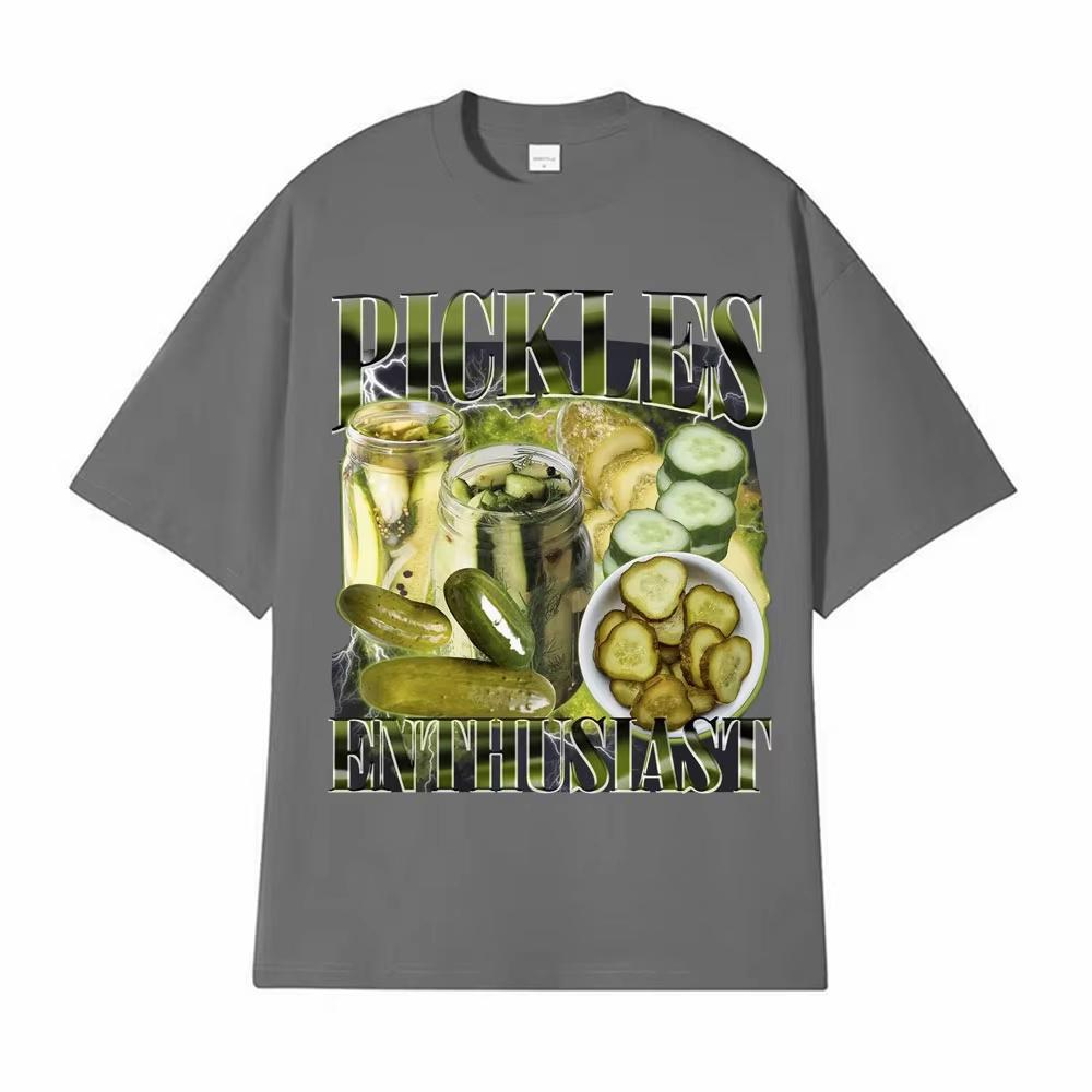 Vintage Pickle Enthusiast Funny Meme T Shirts Men Women Fashion Hip Hop Casual 90s Graphic T-shirt Tees Cotton Oversized T Shirt