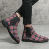 Luxury Men's Designer Plaid Ankle Canvas Chelsea Business Footwear Party Boots Casual Shoes For Men Fashion Winter Autumn 38~48
