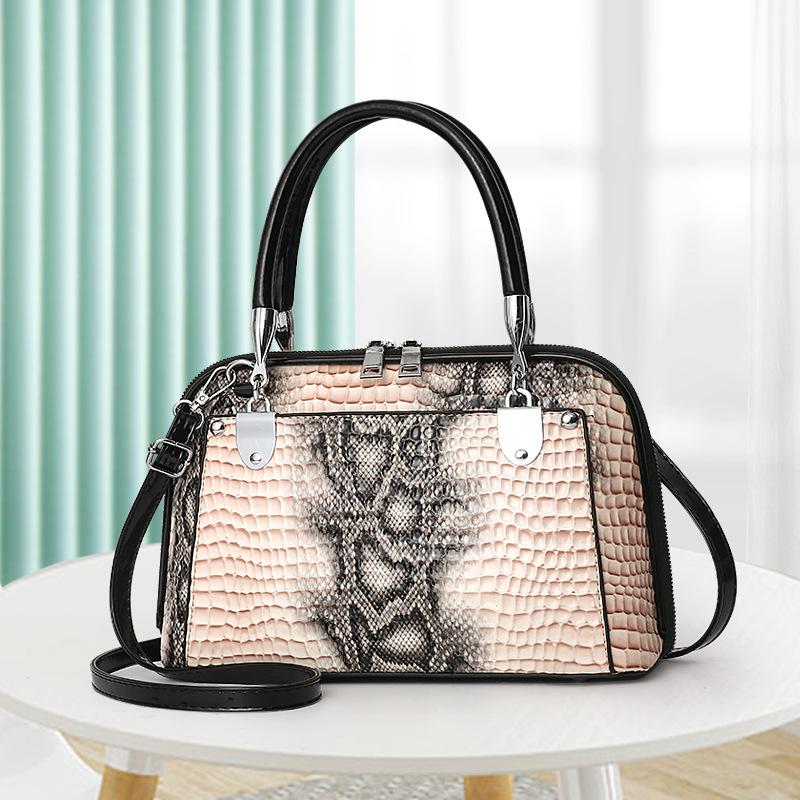 Handbag bag snake pattern shoulder bag messenger bag women's bag high quality leather shell bag bags
