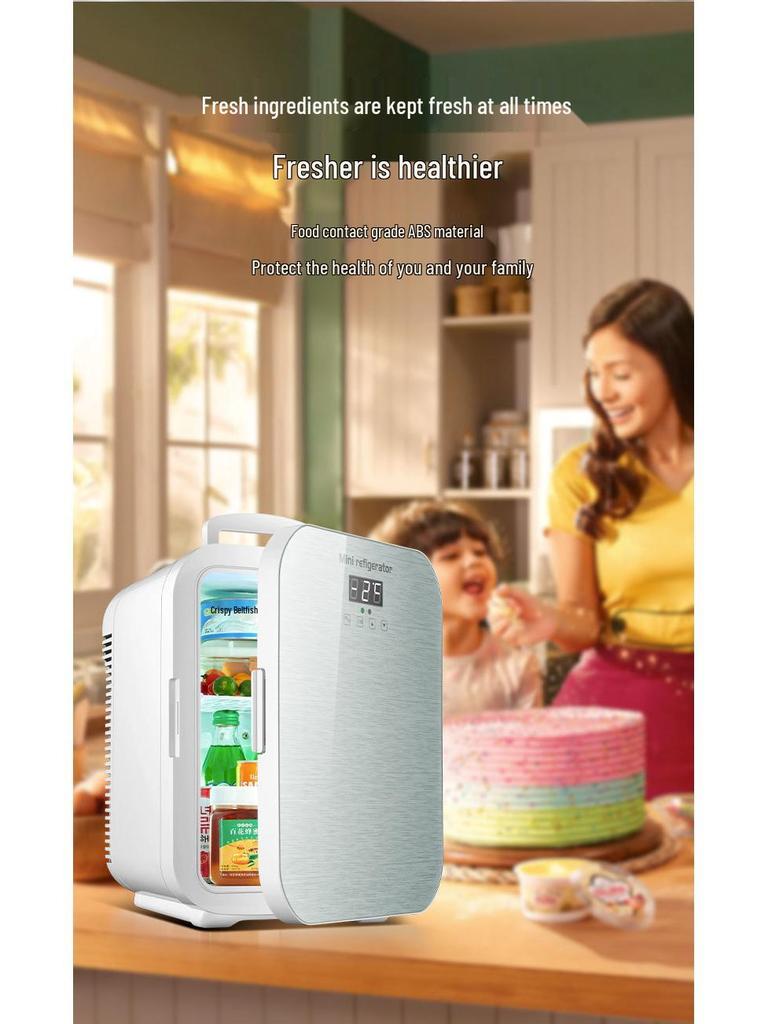 Compact Dual-Function Mini Fridge for Dorms, Bedrooms, and Cars - Ideal for Personal Use and Cosmetics.