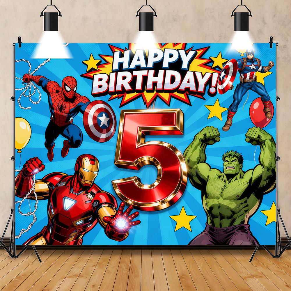 Iron Man Theme Banner Background Children Boy Birthday Party Decoration Customizable Room Poster Baby Shower Arrangement Props