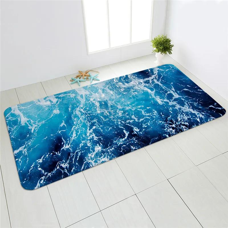 Sea Beach Sand Wave Kitchen Carpet Entrance Door Mat Bedroom   Bathroom Absorbent Non-slip Long