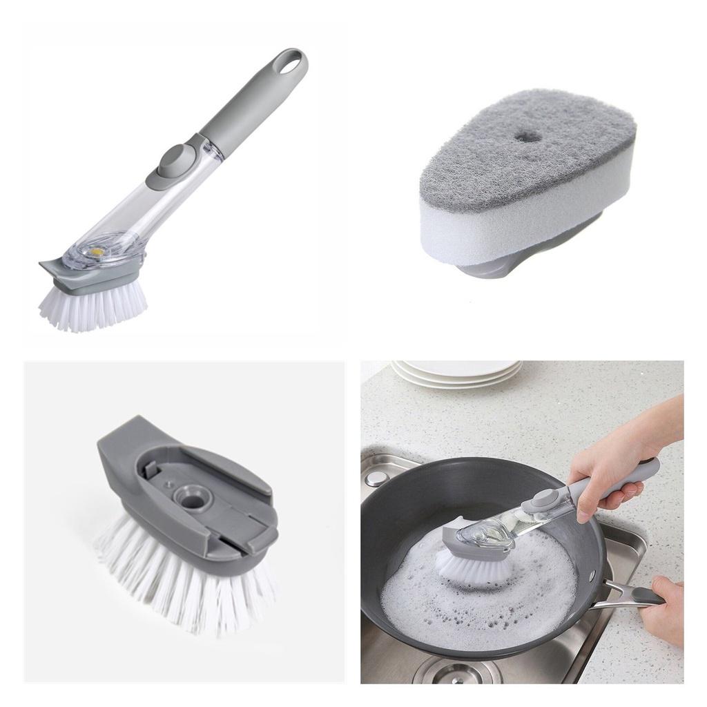 Kitchen Longhandle Cleaning Brush Bowl Washing Sponge Brush Accessories Pot