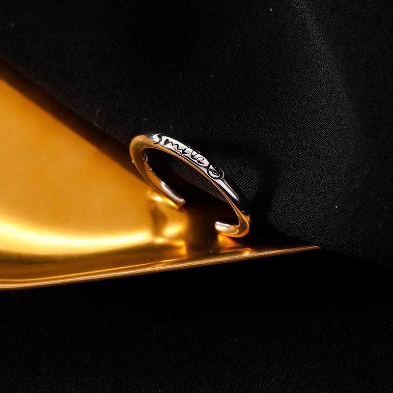 S925 Sterling Silver Adjustable Open Ring - Women's Fashion Niche Design, Light Luxury, Plain Band, Trendy Letter, Index Finger Accessory.