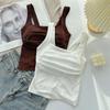 Korean Ruffled Spaghetti Strap Women's Tank with Chest Pads - Sexy Backless Slimming Base Layer