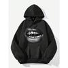 Kreativer und cooler Lippenabdruck-Muster Aufgedruckter Damen-Hoodie Neuer Herbst und Winter Minimalistischer Stil Stilvolles Oberteil 2000er Y2k Kleidung