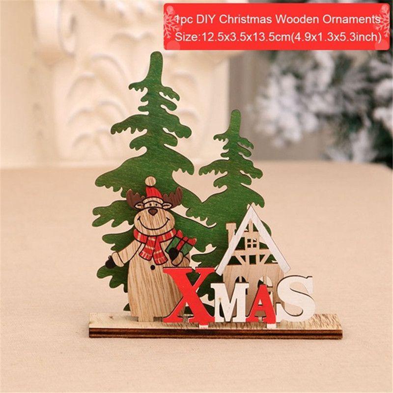 Decor Christmas Wooden Table Desktop Sign Xmas Gifts New Year Home Ornaments
