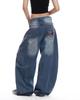 Women's American Retro Star Embroidered Loose Jeans - Summer Floor-Length Casual Pants