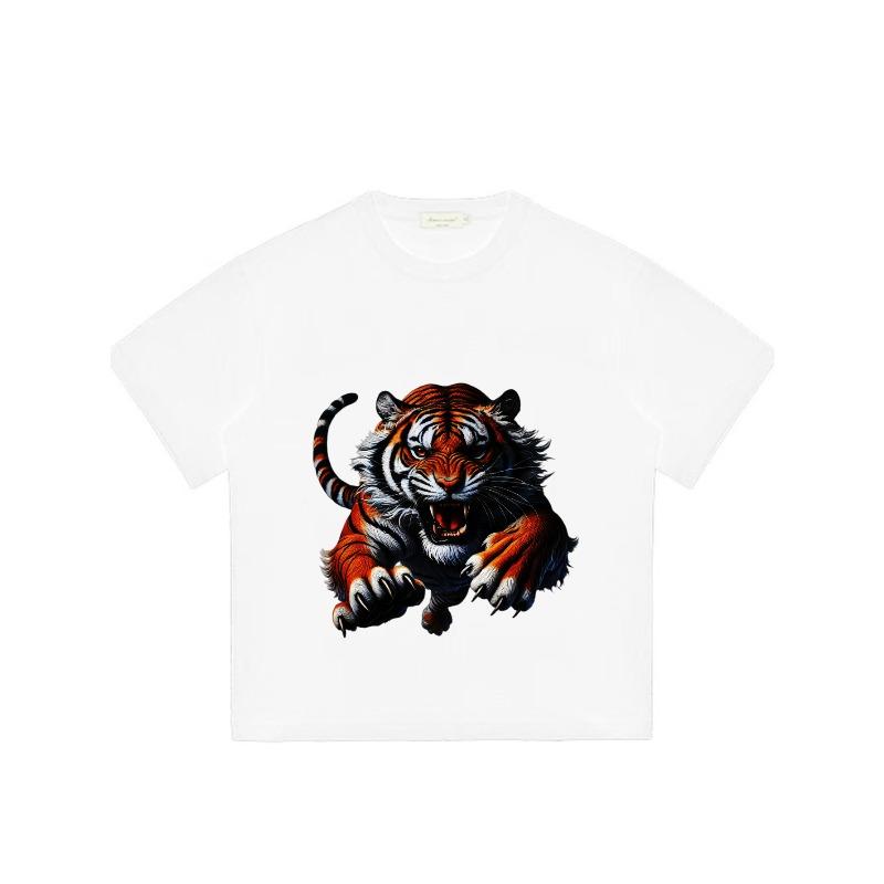 Tiger Graphic T Shirt Black Tiger Animal Print for Casual Wear
