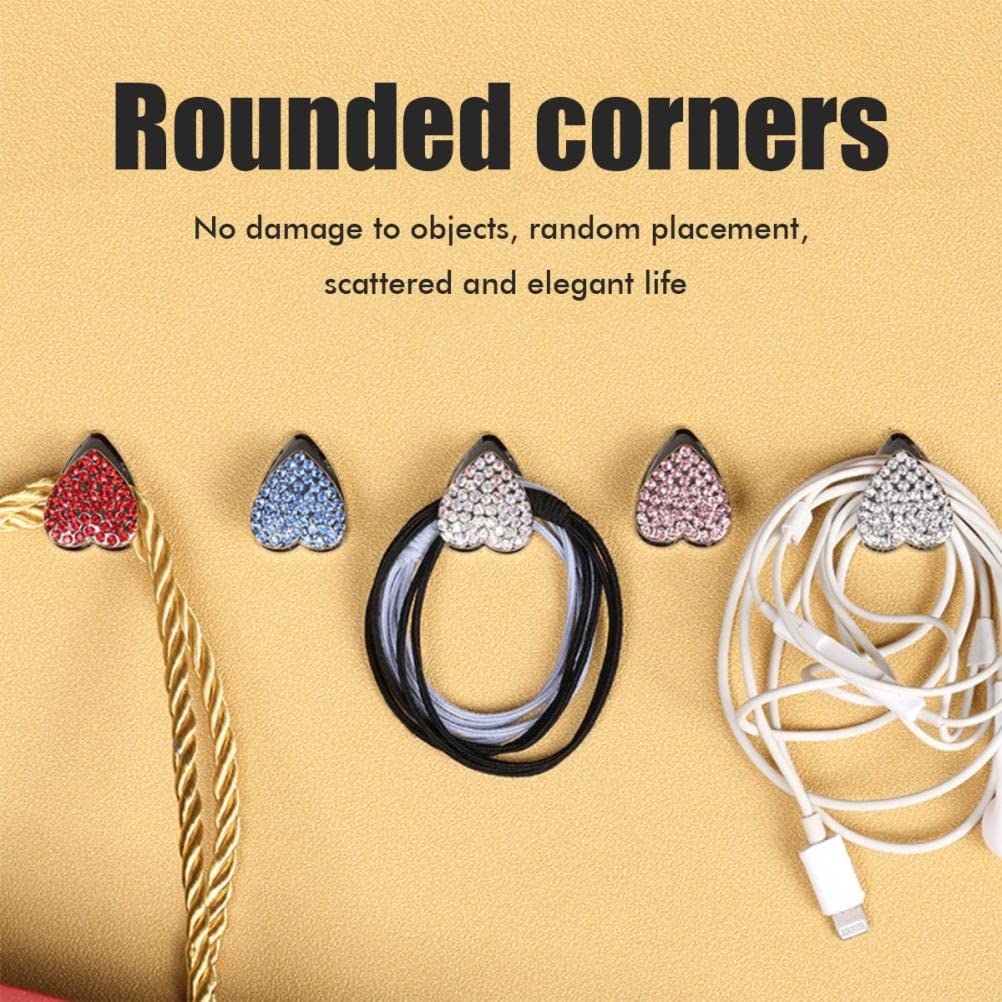 Excras Car Hook, Mini Hook, Heart Shaped, Glitter, Adhesive Type, Diamond, Car Accessories, Wallet,