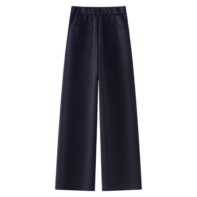 Women's Beige Wool Wide-Leg Pants - Autumn/Winter 2024 Cashmere Blend, Loose & Comfortable.