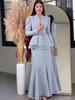 Autumn 2025 European & American Suit Jacket and High-Waist Midi Skirt Set