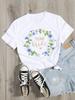 Women Shirt Casual Ladies Basic Collar White Sleeved Tshirt Gir Wedding Party Team Bride Bachelorette Wreath Aesthetic Clothes